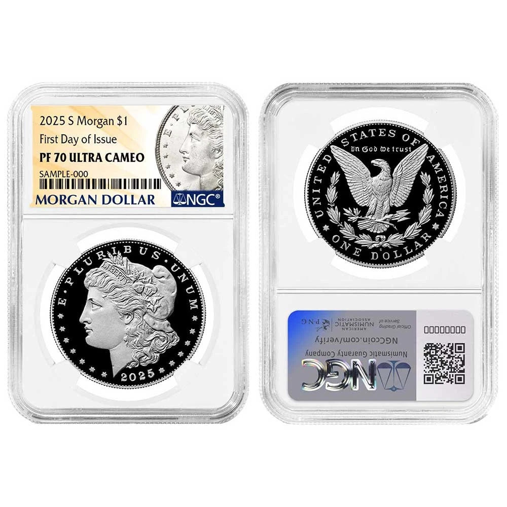 2025-S Morgan and Peace Silver Dollar 2pc Set - Morgan and Peace Label - NGC PF70UC FDI