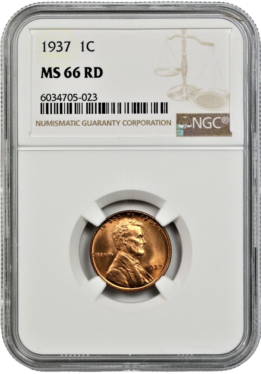 1937- Lincoln Wheat Cent - NGC MS66 RD