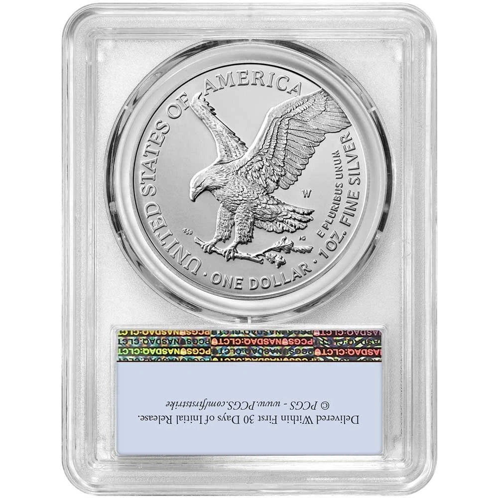 2023-W Burnished Silver Eagle - PCGS SP70 FS Flag Label