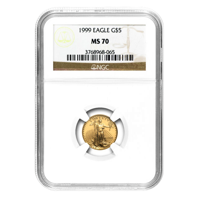 1999 $5 Gold Eagle Philadelphia - Brown Label - NGC MS70 - CoinsTV
