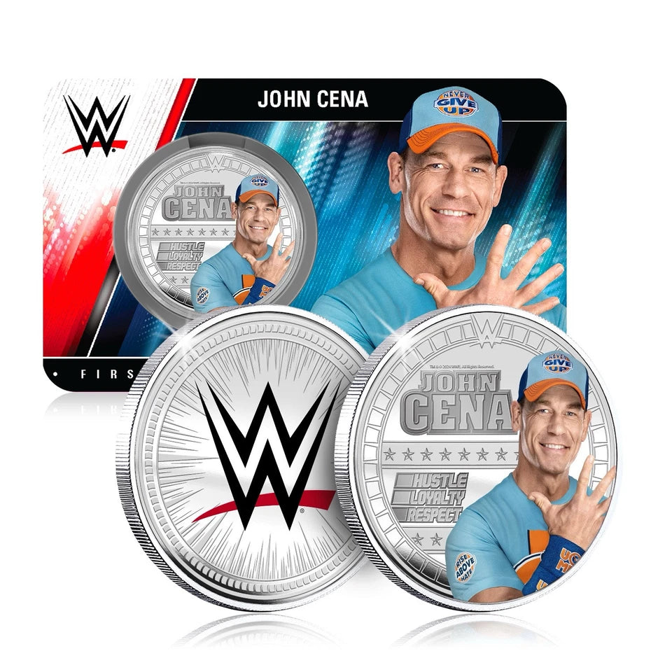 WWE Legends John Cena 9g Silver Plated Medallion in Card