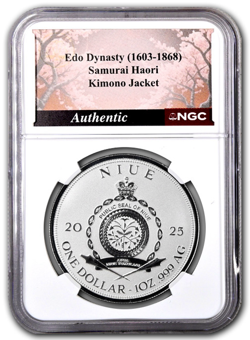 2025 Niue Samurai Warrior 1 oz Silver Coin with Relic - NGCX REV PF 10 - CoinsTV