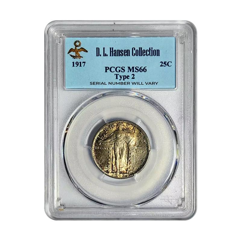 1917 Standing Liberty Quarter Type 2 - D.L. Hansen Collection - PCGS MS66 - CoinsTV