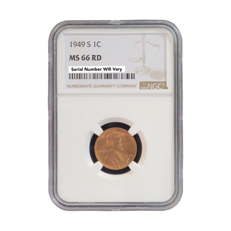 1949-S Lincoln Wheat Cent - NGC MS66 RD