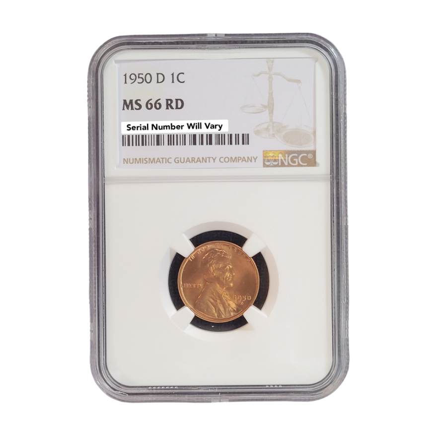 1950-D Lincoln Wheat Cent - NGC MS66 RD