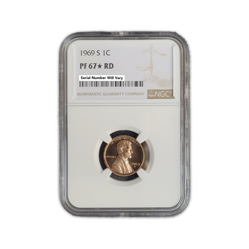 1969-S Lincoln Cent -  NGC PF67 RD Star - CoinsTV