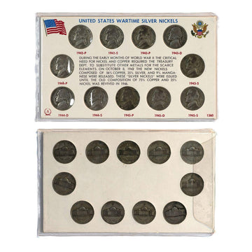 1942–1945 US Wartime Silver Nickels Complete Set Circulated - CoinsTV