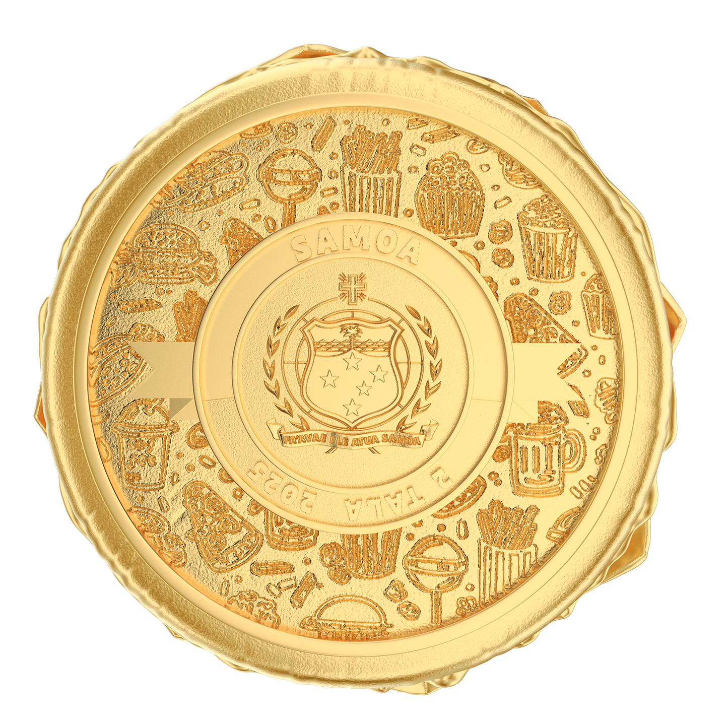 2025 Samoa Golden Hamburger Shaped Gold Gilt 24g Silver Coin