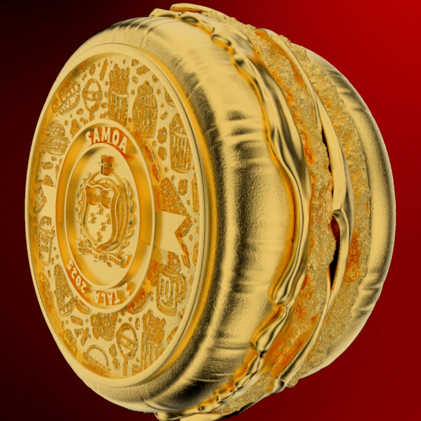 2025 Samoa Golden Hamburger Shaped Gold Gilt 24g Silver Coin