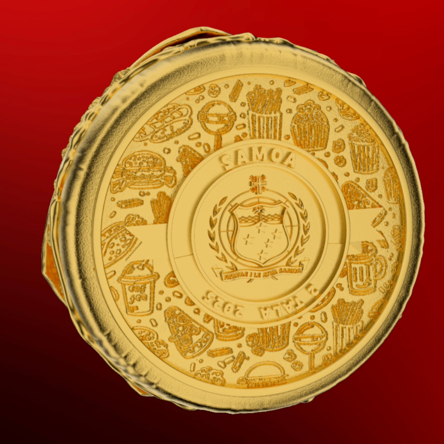 2025 Samoa Golden Hamburger Shaped Gold Gilt 24g Silver Coin