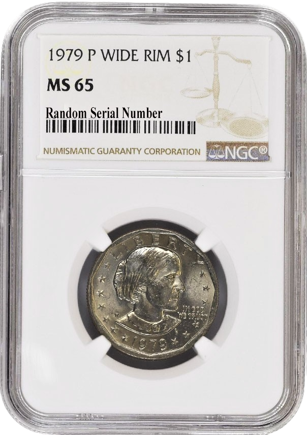 1979 P Susan B Anthony Dollar - Wide Rim - NGC MS65 - CoinsTV