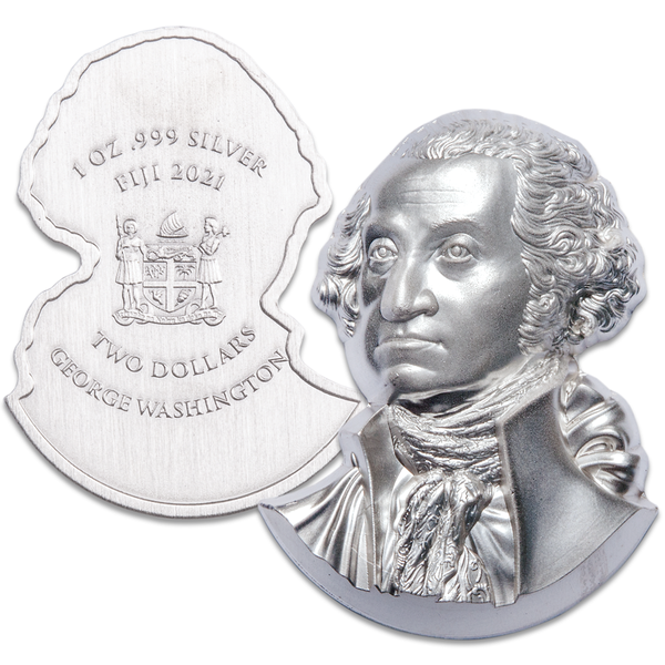 2021 George Washington Ultra High Relief Shaped 1 oz Silver - Fiji