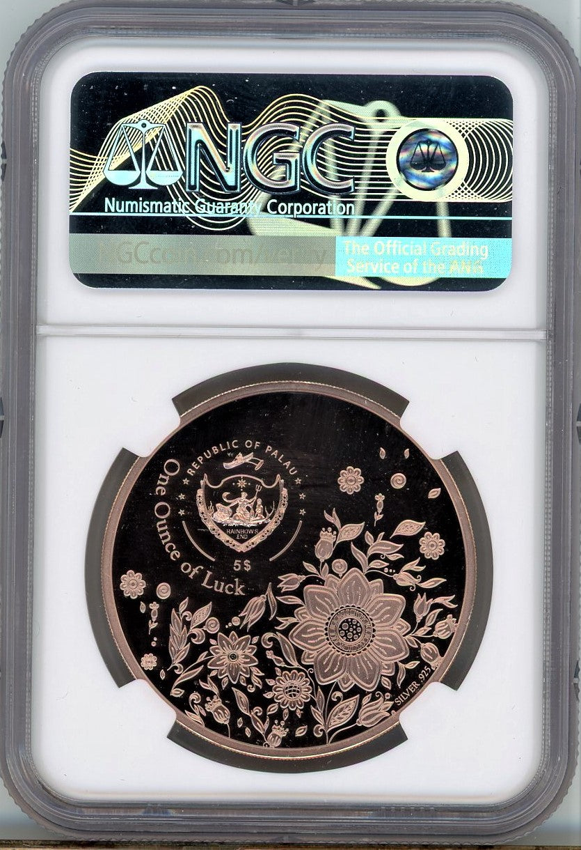 2021 Gilt Palau S$5 Four Leaf Clover - NGC PF70 Ultra Cameo - CoinsTV