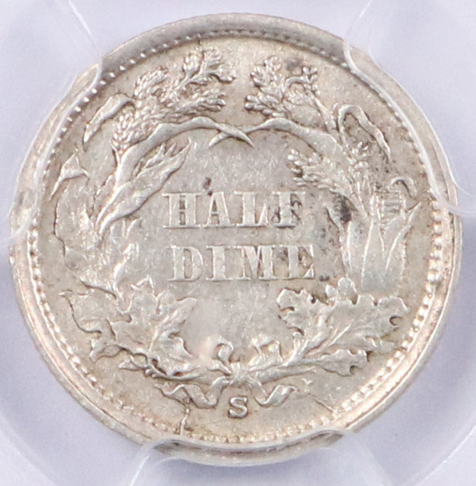 1868 S Seated Liberty Half Dime PCGS AU50 - CoinsTV