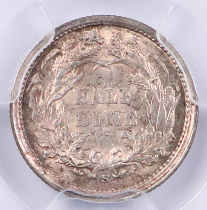 1868 S Seated Liberty Half Dime PCGS AU58 - CoinsTV