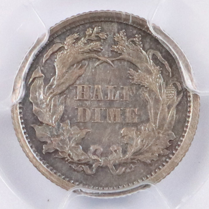 1869 Philadelphia Seated Liberty Half Dime PCGS AU50 - CoinsTV