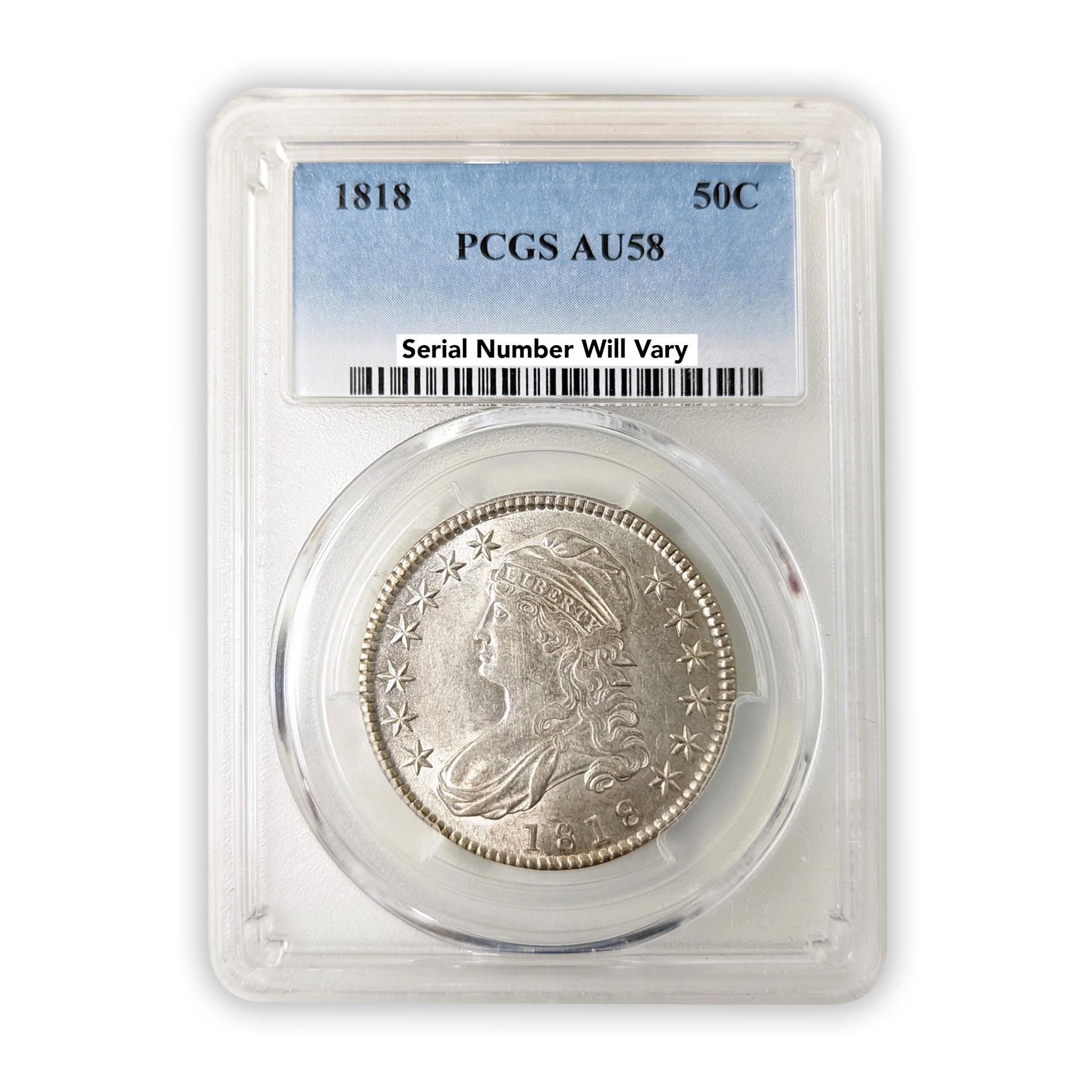 1818 Capped Bust Half Dollar PCGS AU58 Philadelphia - CoinsTV