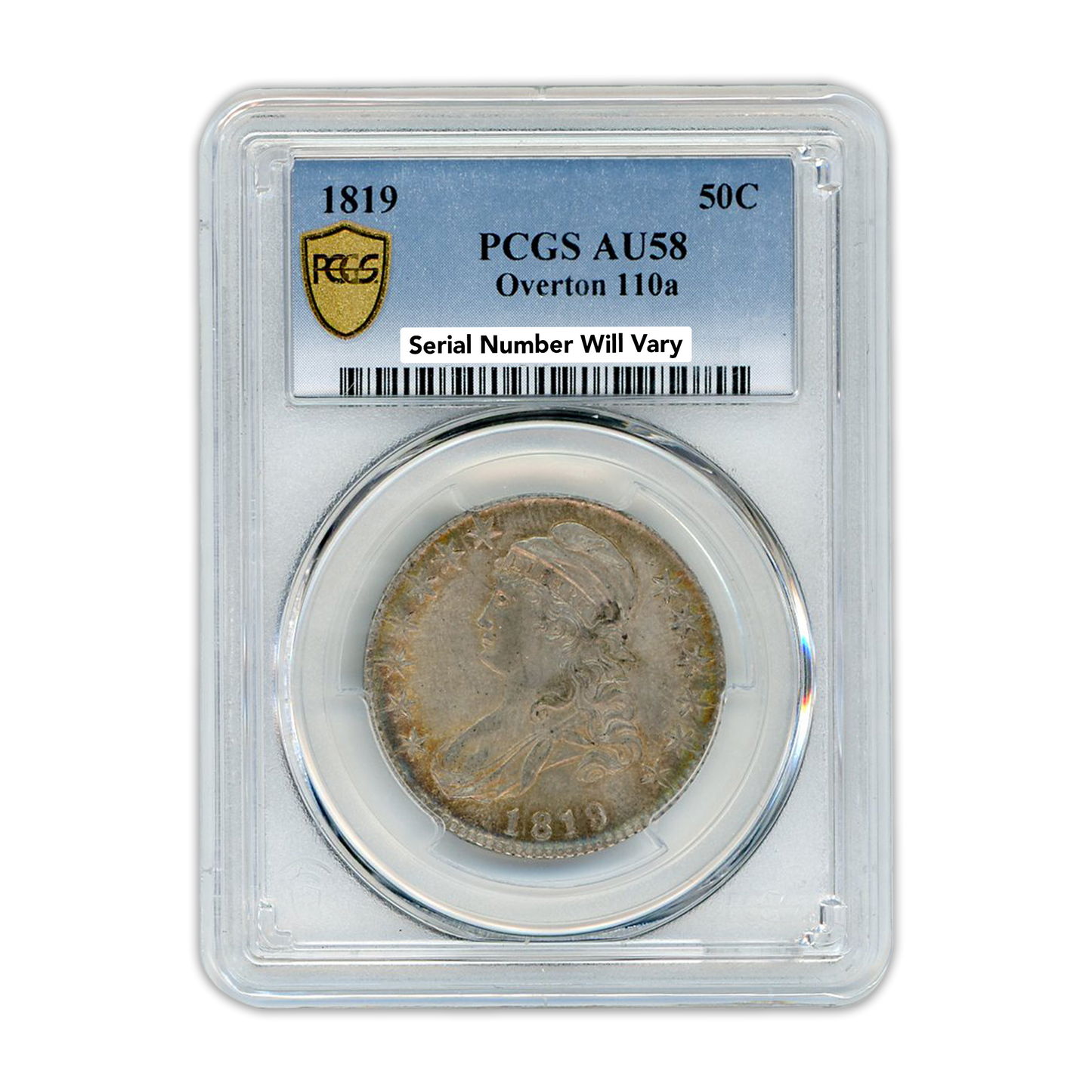 1819 50C Overton 110A Capped Bust Half Dollar PCGS AU58 - CoinsTV