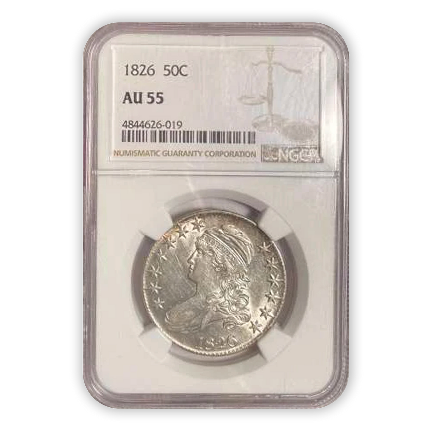 1826 Capped Bust Silver Half Dollar Philadelphia - NGC AU55