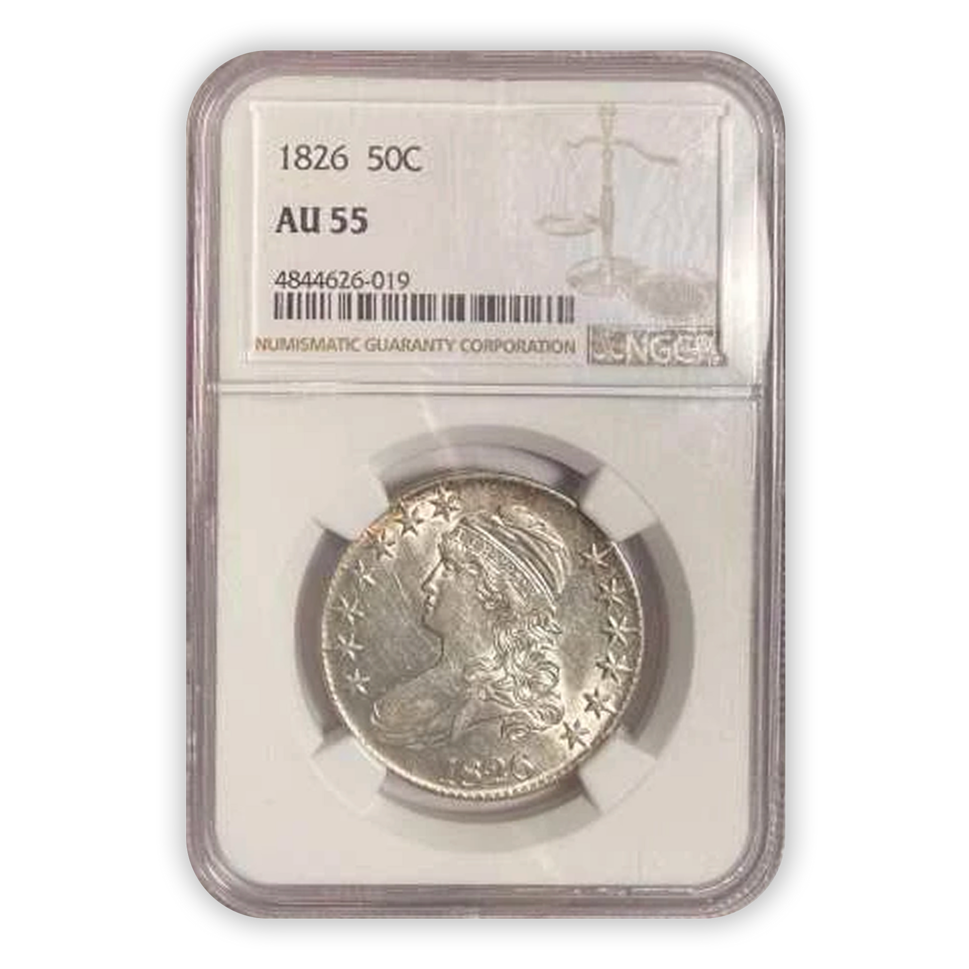 1826 Capped Bust Silver Half Dollar Philadelphia - NGC AU55 - CoinsTV