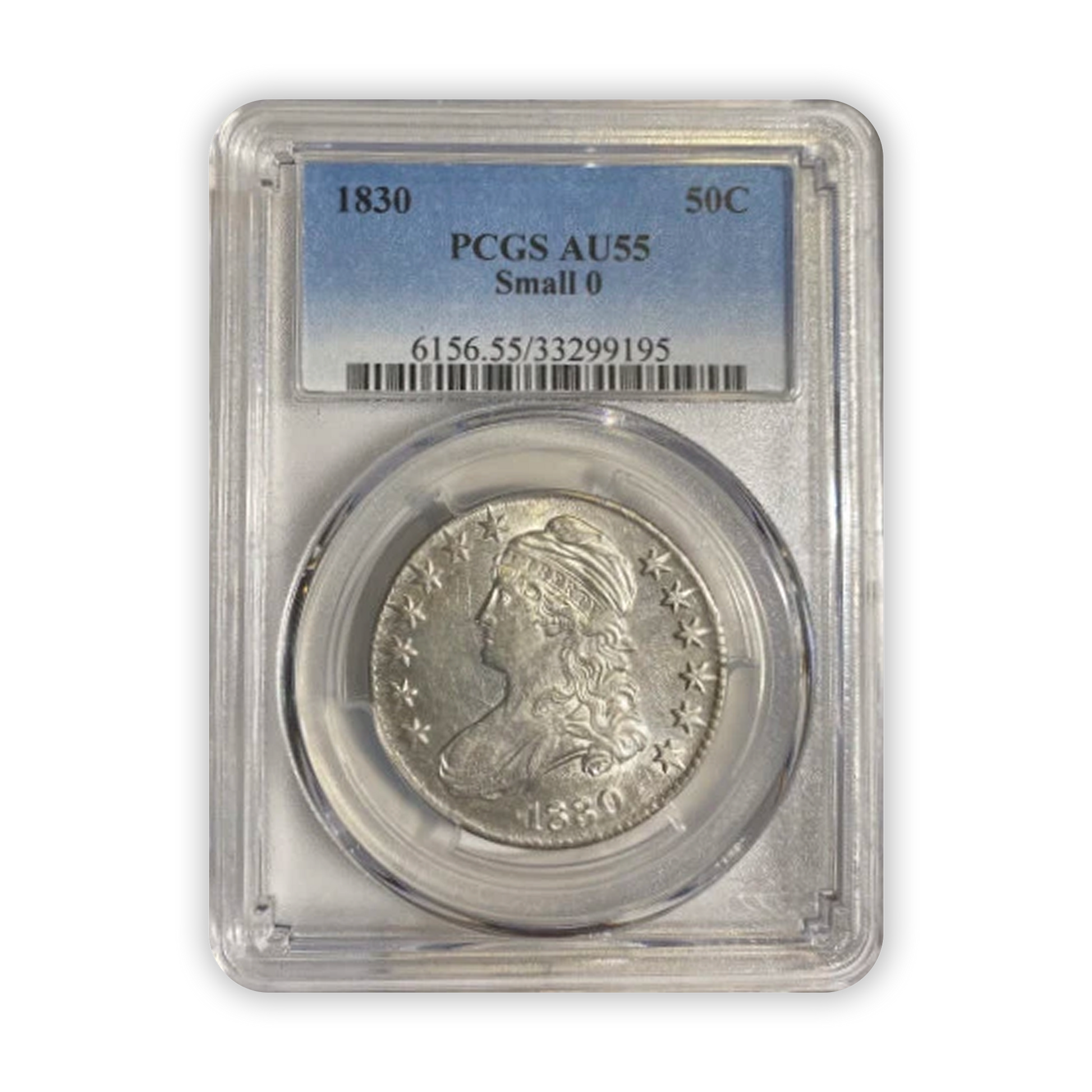 1830 Capped Bust Silver Half Dollar Small O Philadelphia - PCGS AU55 - CoinsTV