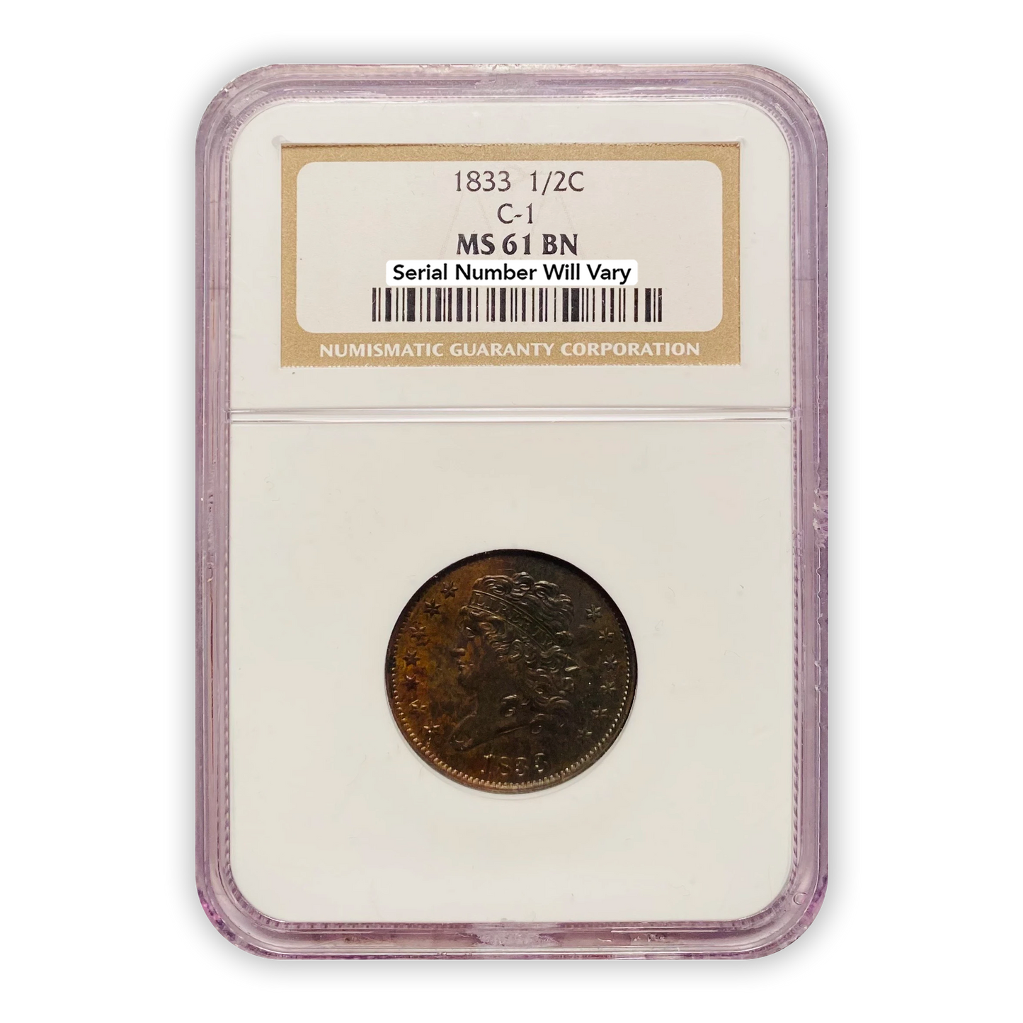 1833 Classic Head Half Cent - NGC MS61 BN