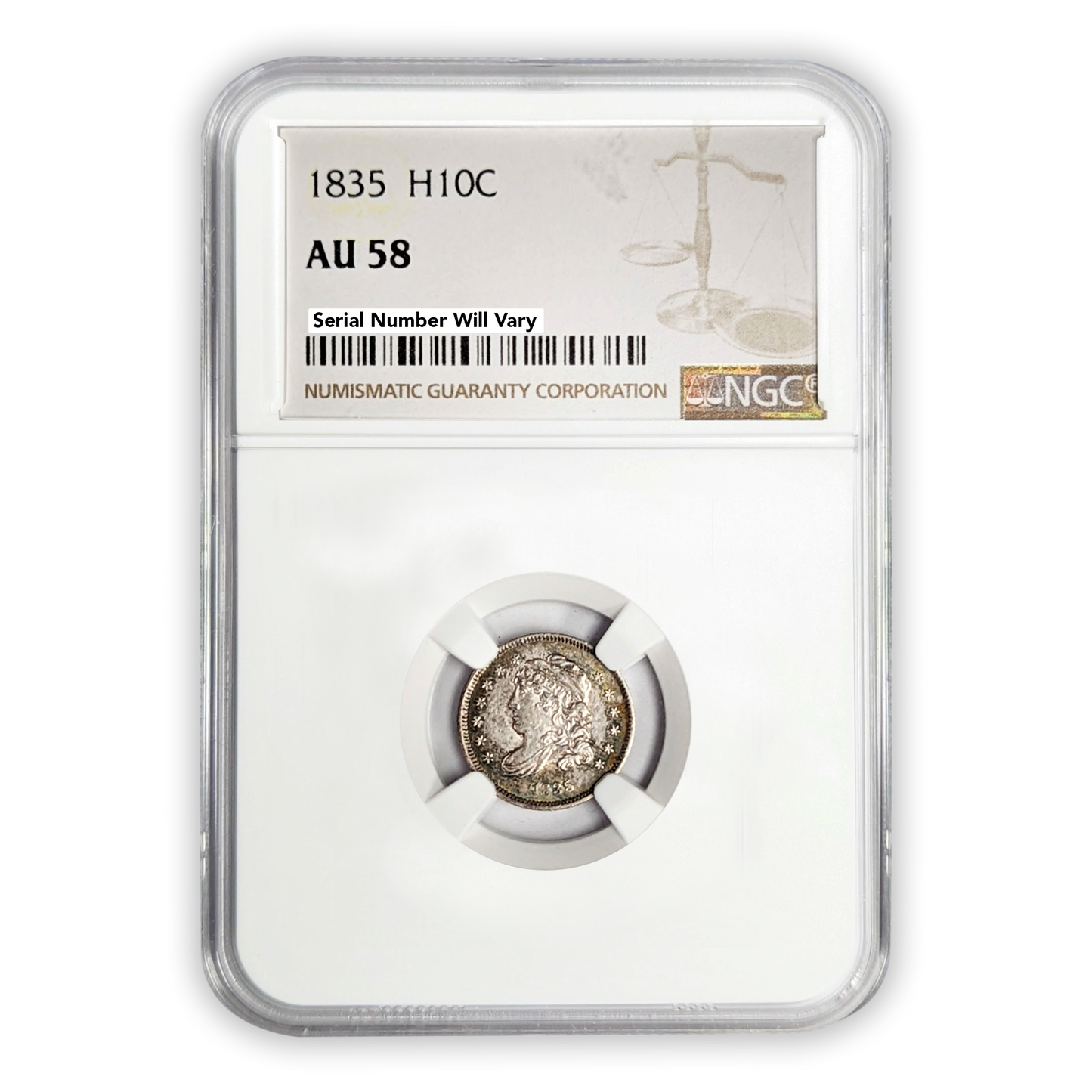 1835 Capped Bust Half Dime NGC AU58 Philadelphia - CoinsTV