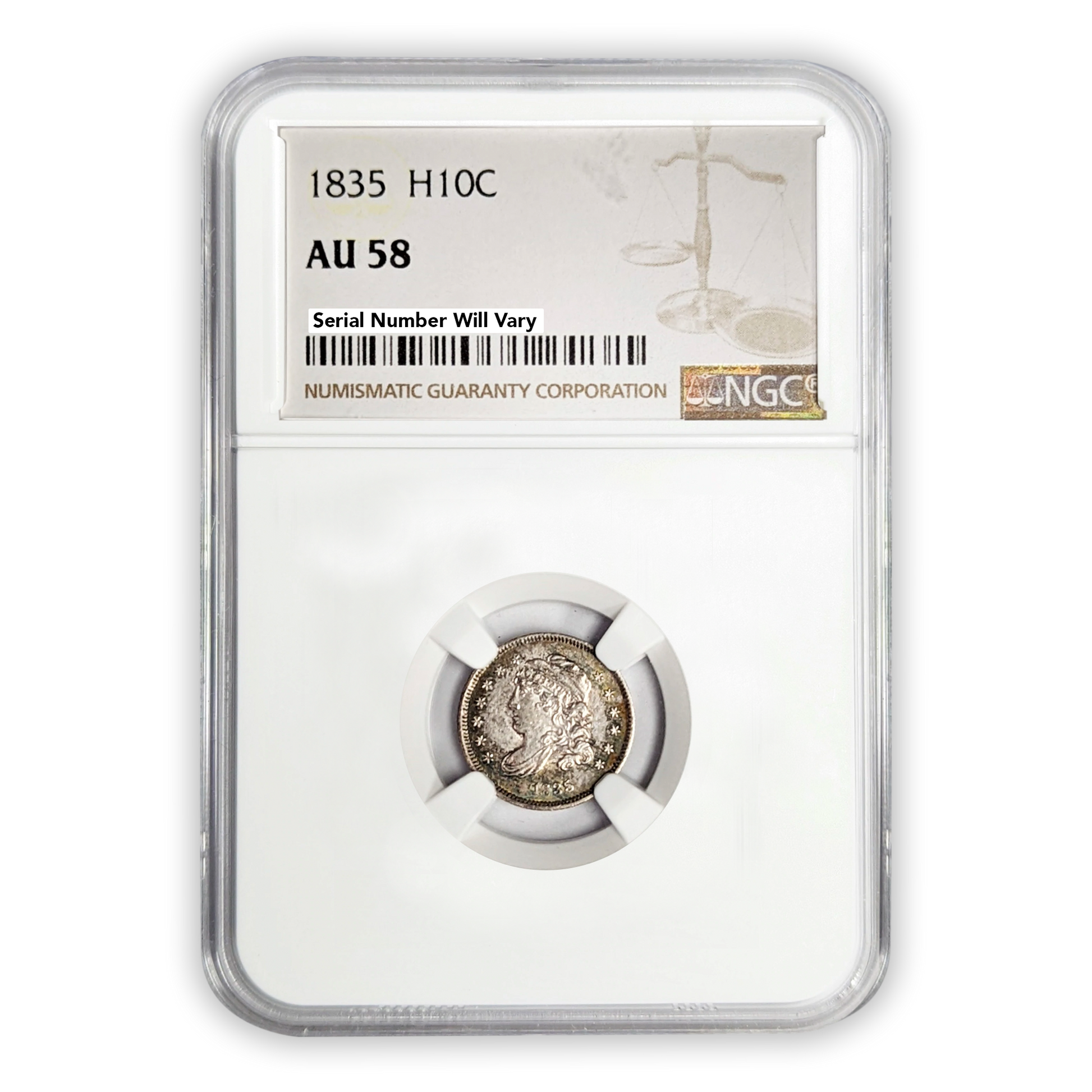 1835 Capped Bust Half Dime NGC AU58 Philadelphia - CoinsTV