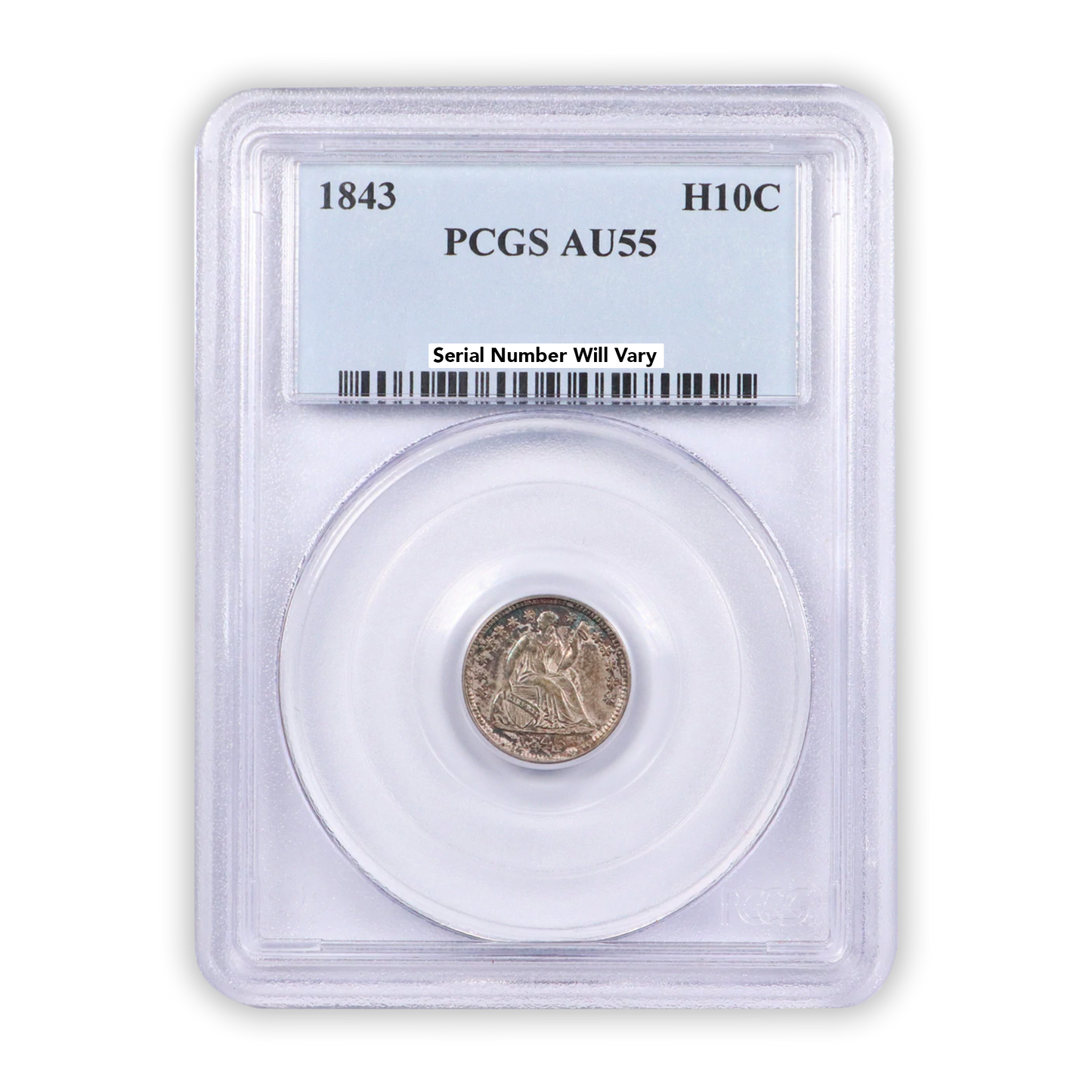 1843 Seated Liberty Half Dime - Philadelphia PCGS AU55 - CoinsTV