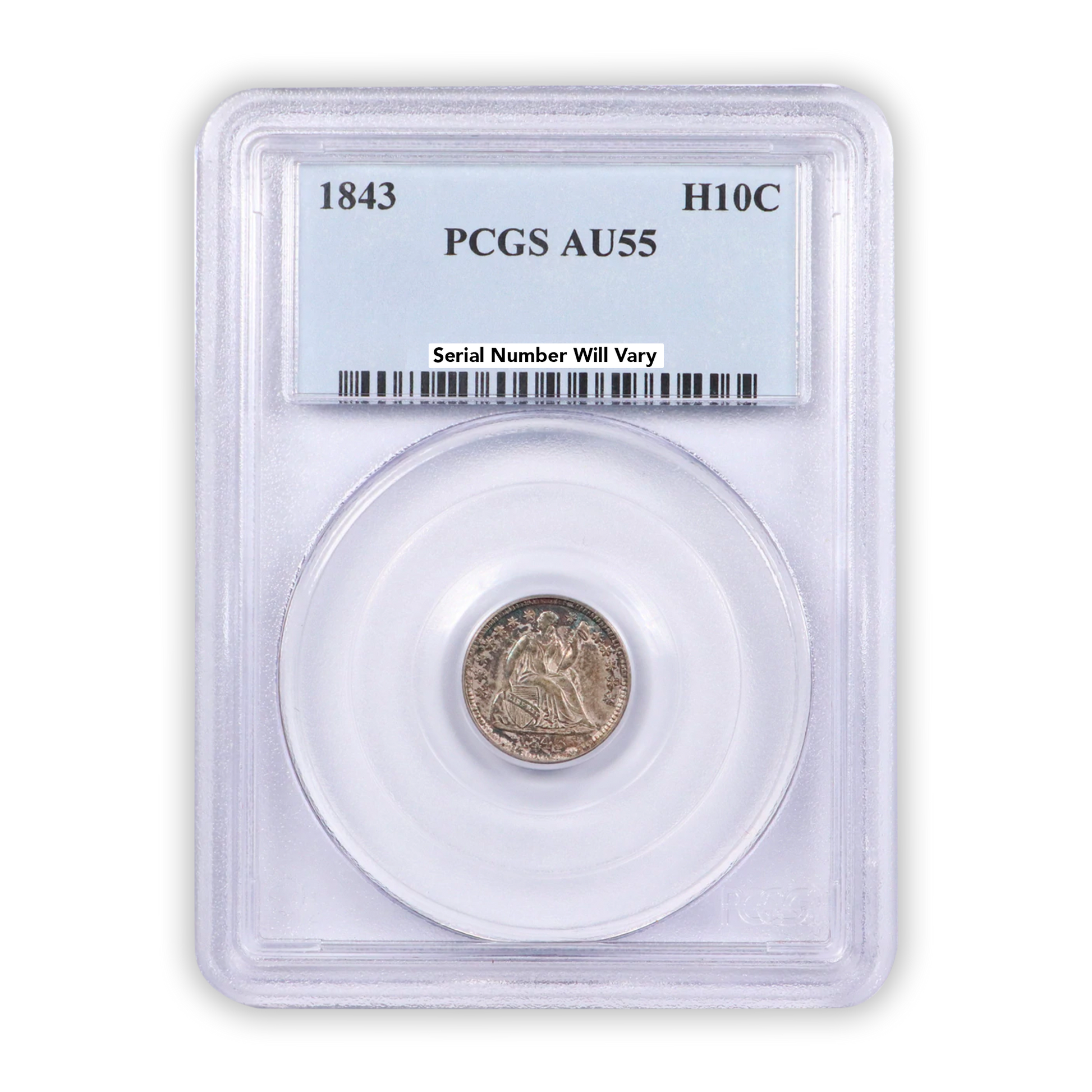 1843 Seated Liberty Half Dime - Philadelphia PCGS AU55 - CoinsTV