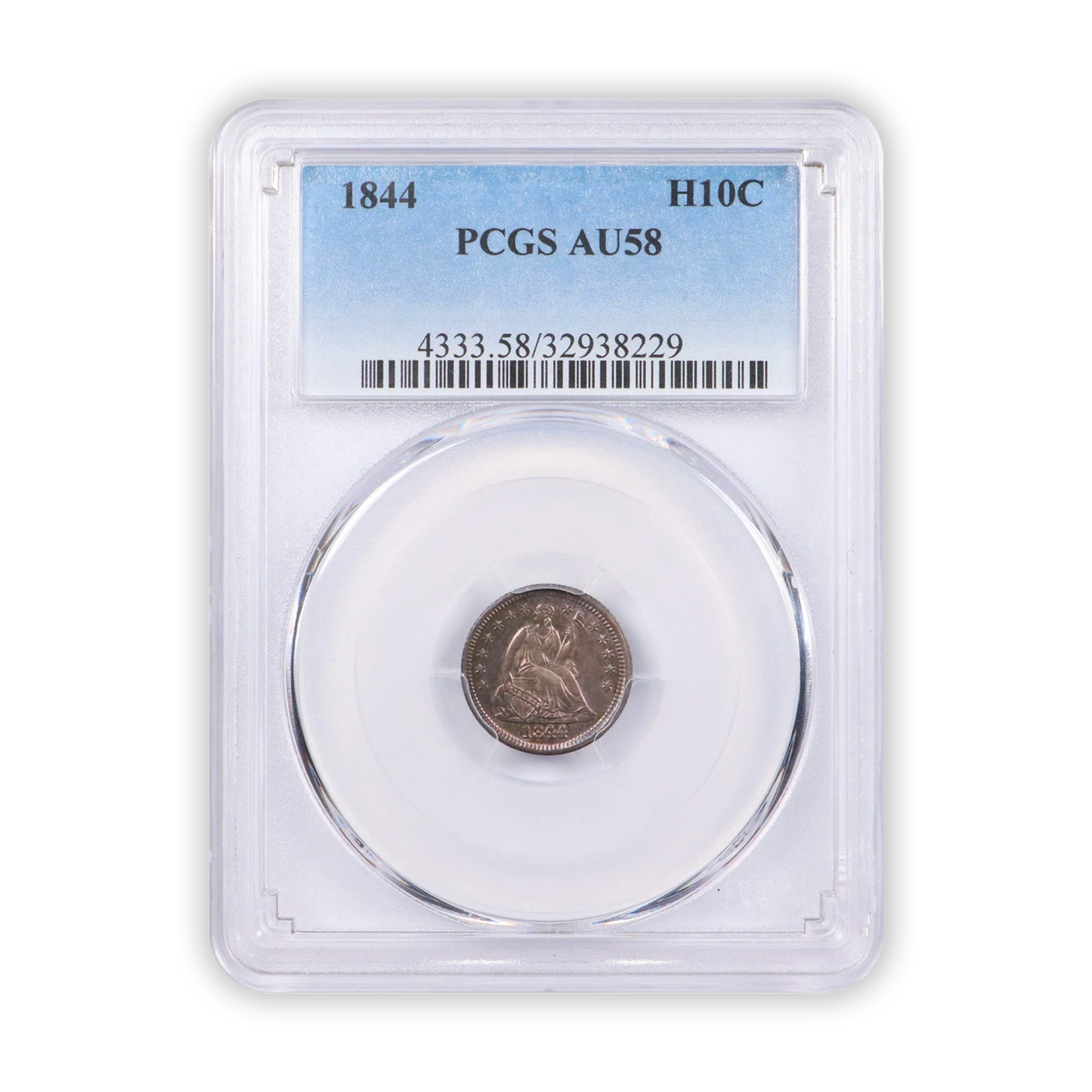 1844 Seated Liberty Half Dime - PCGS AU58 - CoinsTV