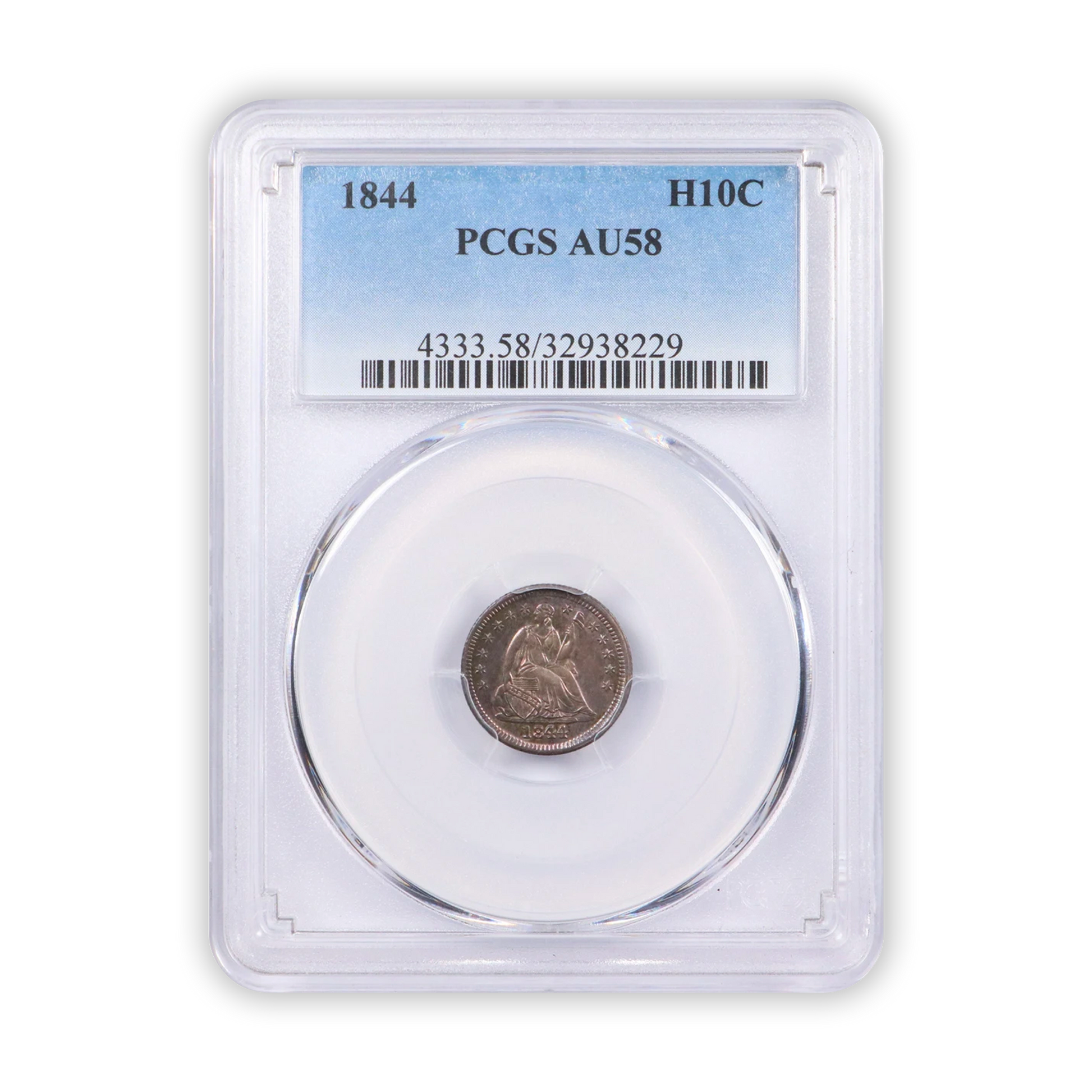 1844 Seated Liberty Half Dime - PCGS AU58 - CoinsTV