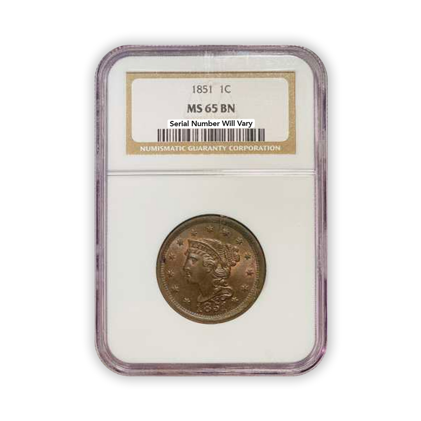 1851 Braided Hair Large Cent - NGC MS65 BN - CoinsTV