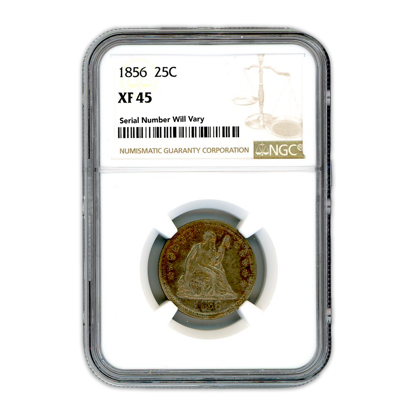 1856 25C Seated Liberty Quarter - NGC XF45 - CoinsTV