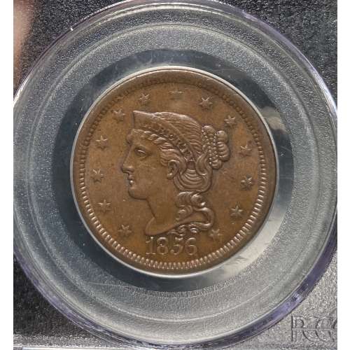 1856 Braided Hair Large Cent - Slanted 5 - PCGS MS64 BN - CoinsTV