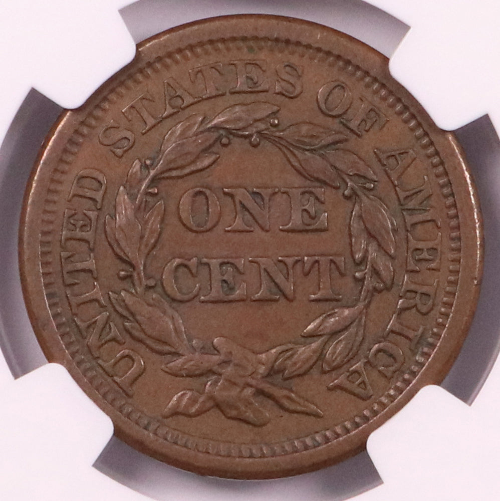 1856 Braided Hair Large Cent - Slanted 5 - NGC MS61 BN - CoinsTV