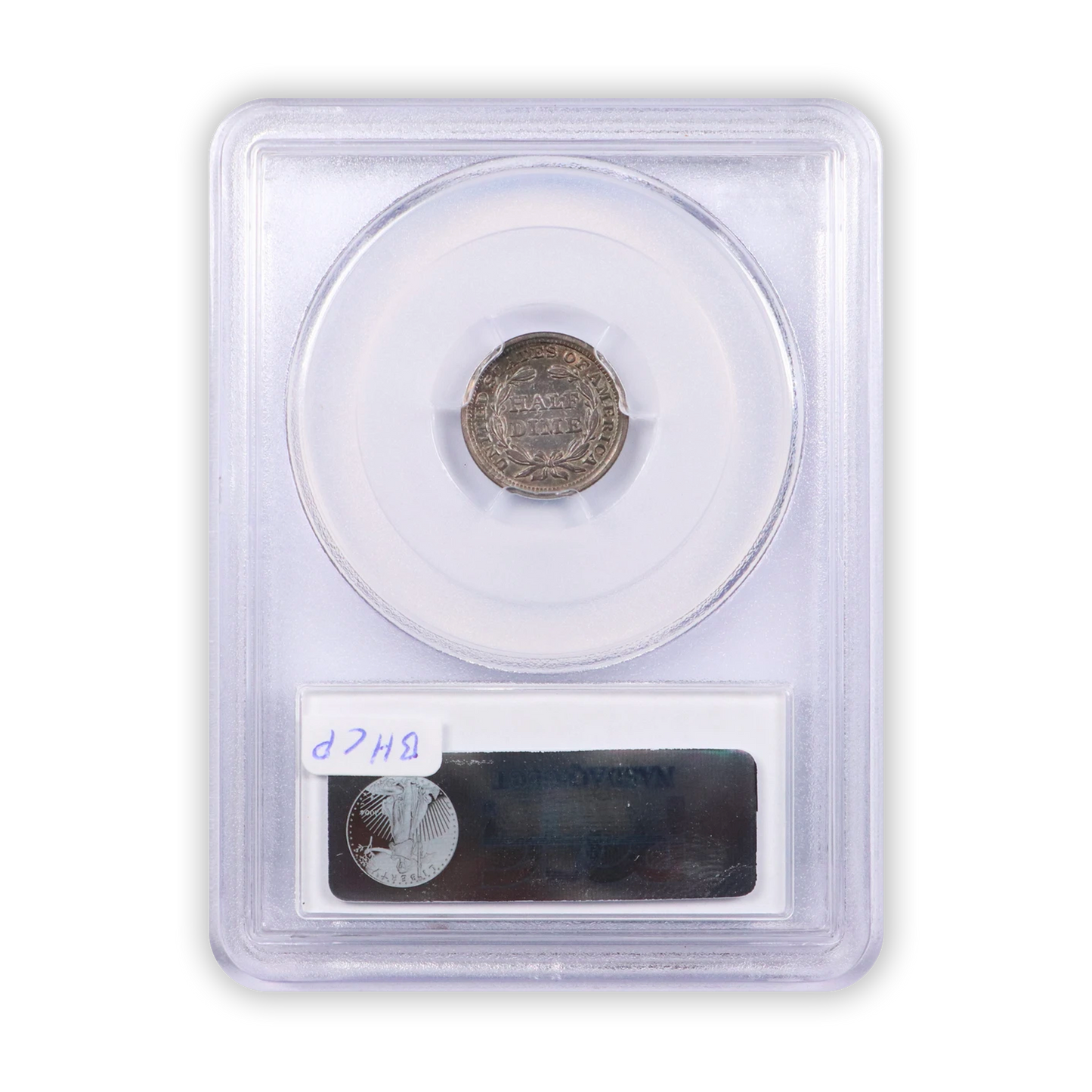 1858 Seated Liberty Half Dime - PCGS AU55 CAC - CoinsTV
