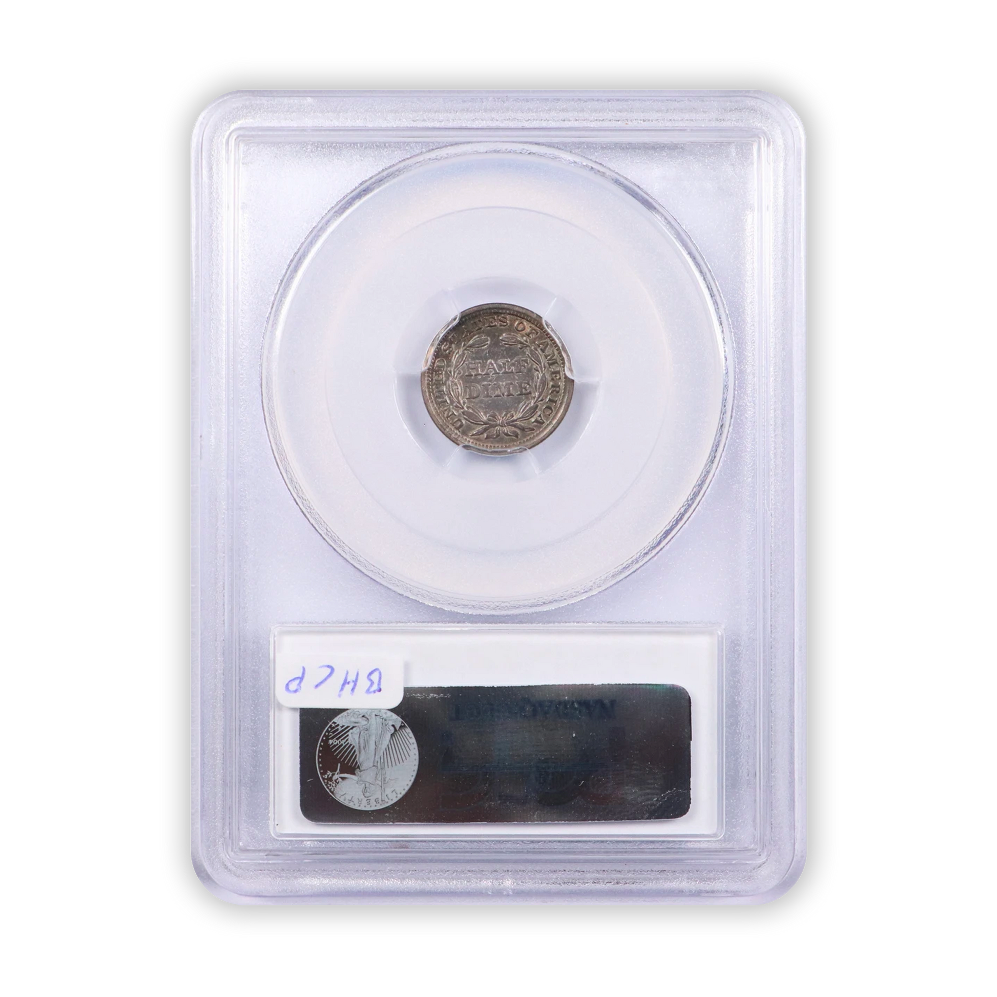 1858 Seated Liberty Half Dime - PCGS AU55 CAC - CoinsTV