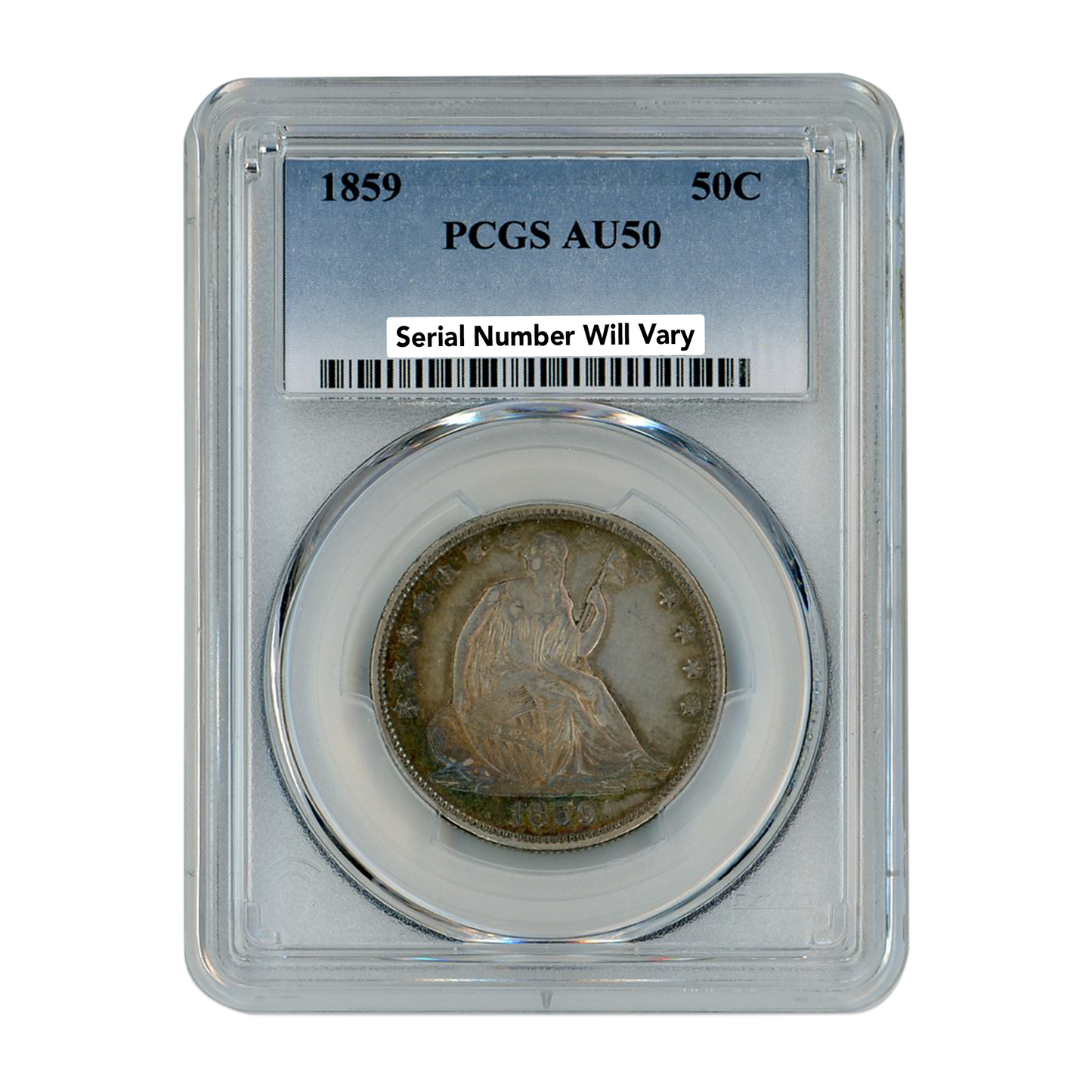 1859 Seated Liberty Half Dollar Philadelphia - PCGS AU50