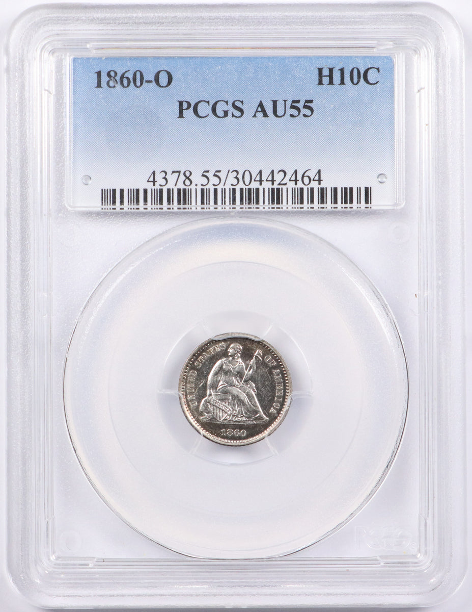 1860 -O Seated Liberty Half Dime - New Orleans PCGS AU55 - CoinsTV