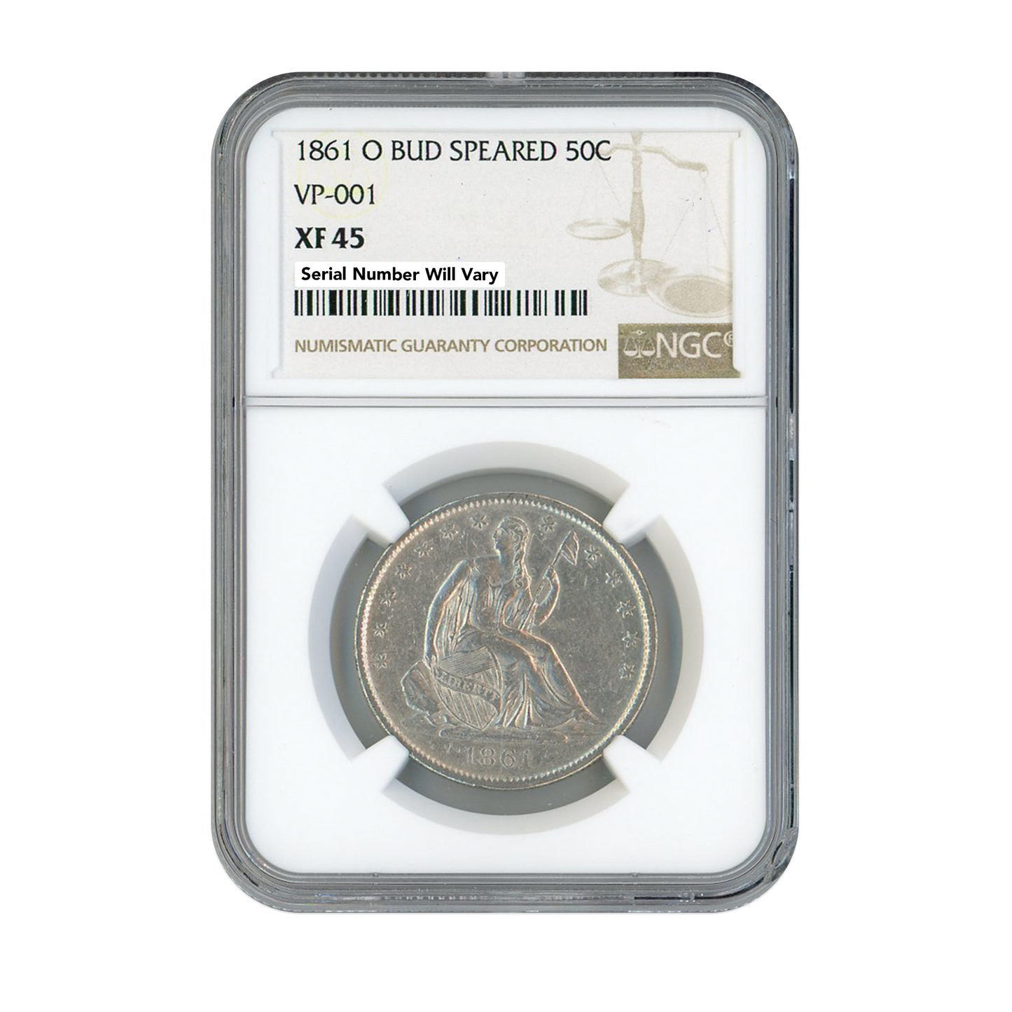 1861 O 50C Bud Speared - NGC XF 45 VP 001 - CoinsTV