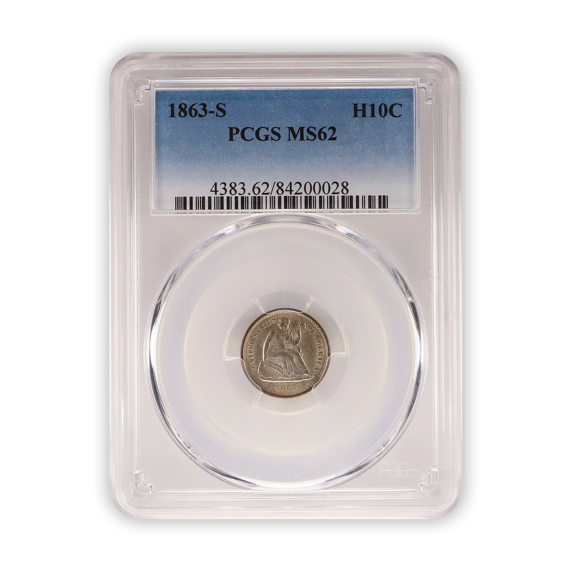 1863-S Seated Liberty Half Dime - San Francisco - PCGS MS62 - CoinsTV