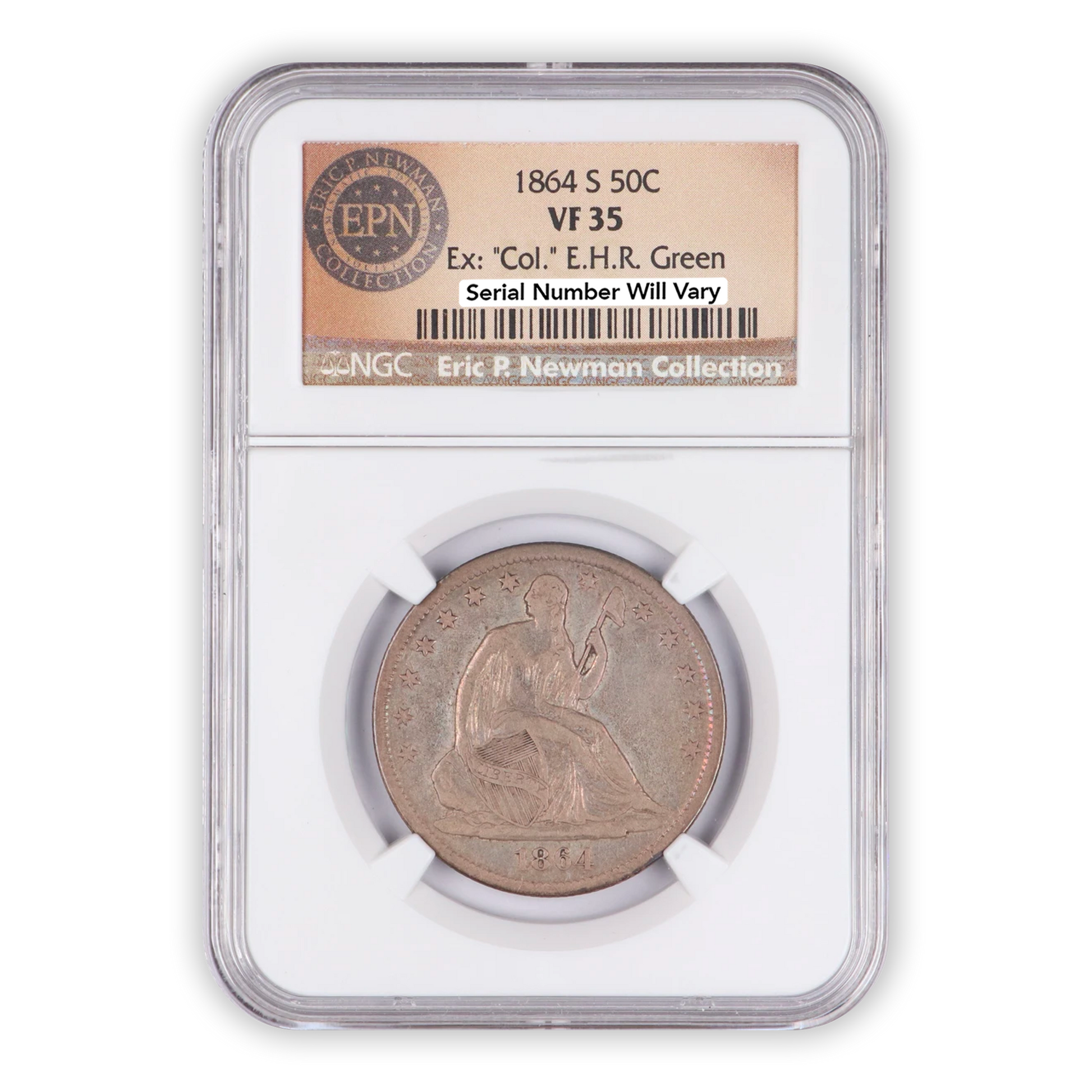 1864 S Seated Liberty Half Dollar San Francisco - NGC VF35 Newman - CoinsTV