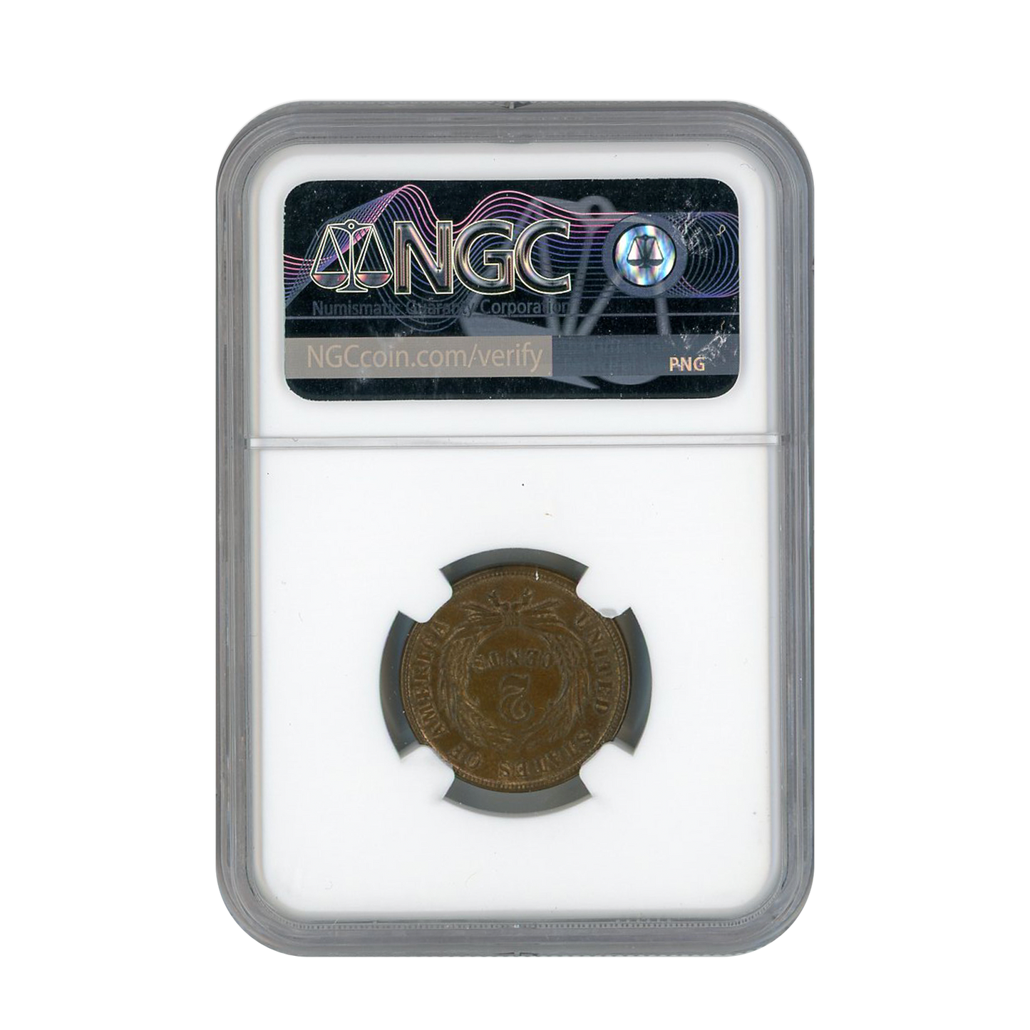 1864 Two Cent Piece Large Motto - NGC MS62 BN - CoinsTV