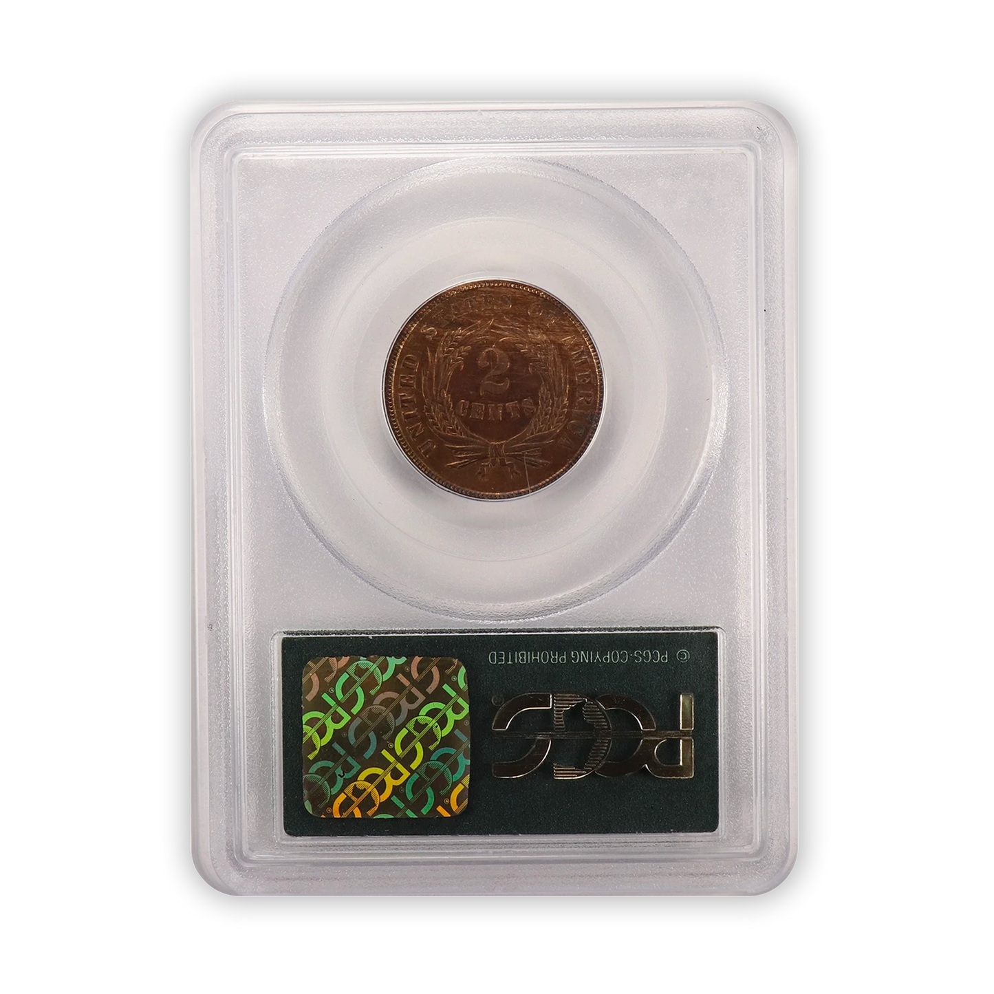 1864 Two Cent Piece Large Motto - PCGS MS63 RB - CoinsTV