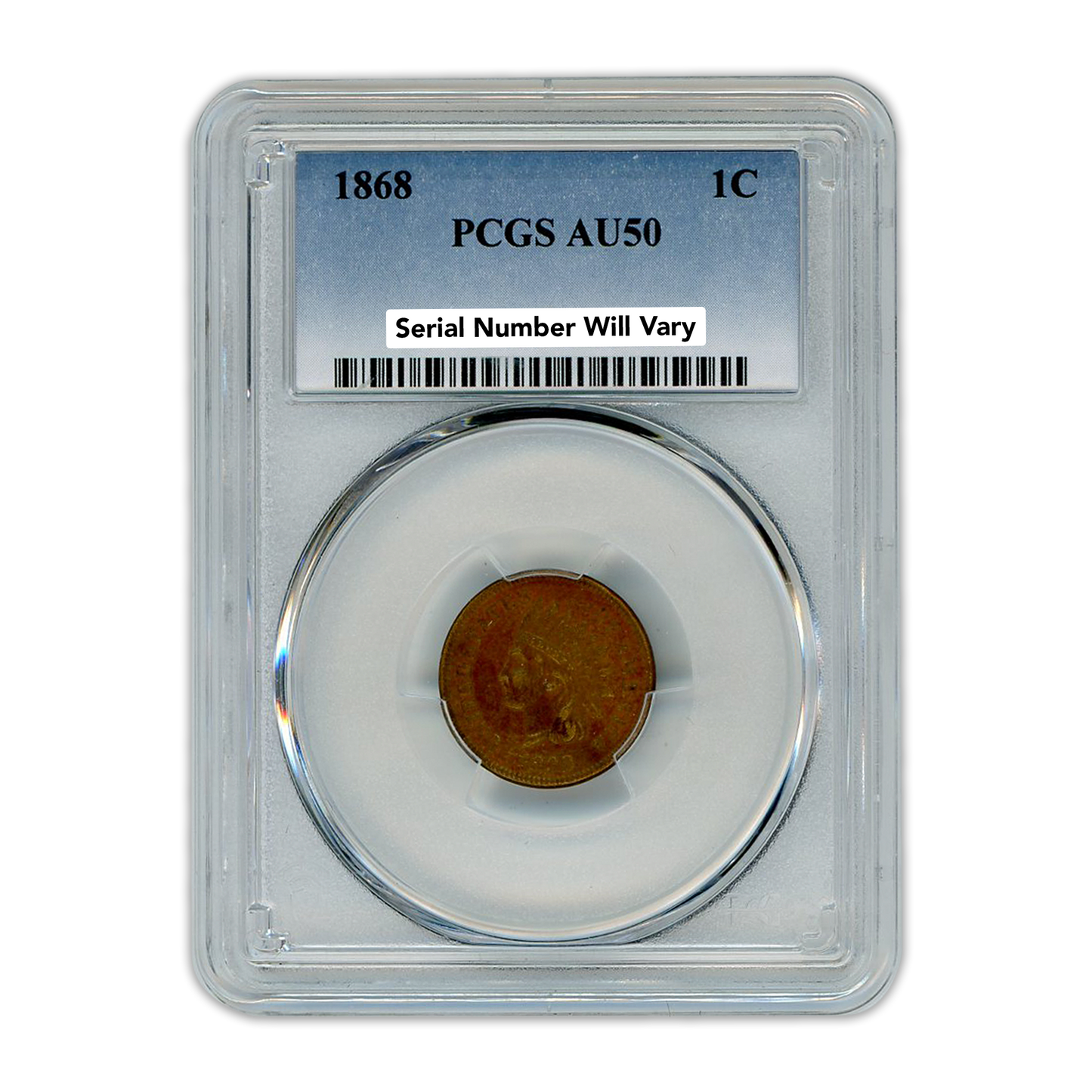 1868 Indian Cent PCGS AU50