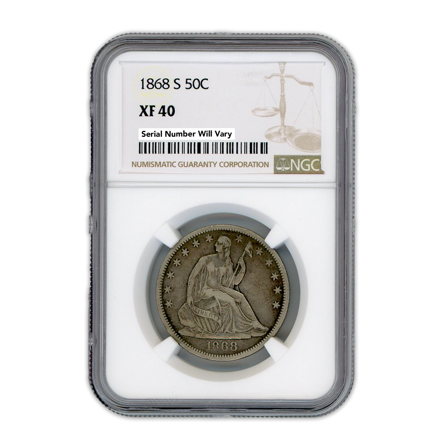1868 S Seated Liberty Half Dollar San Francisco NGC XF40