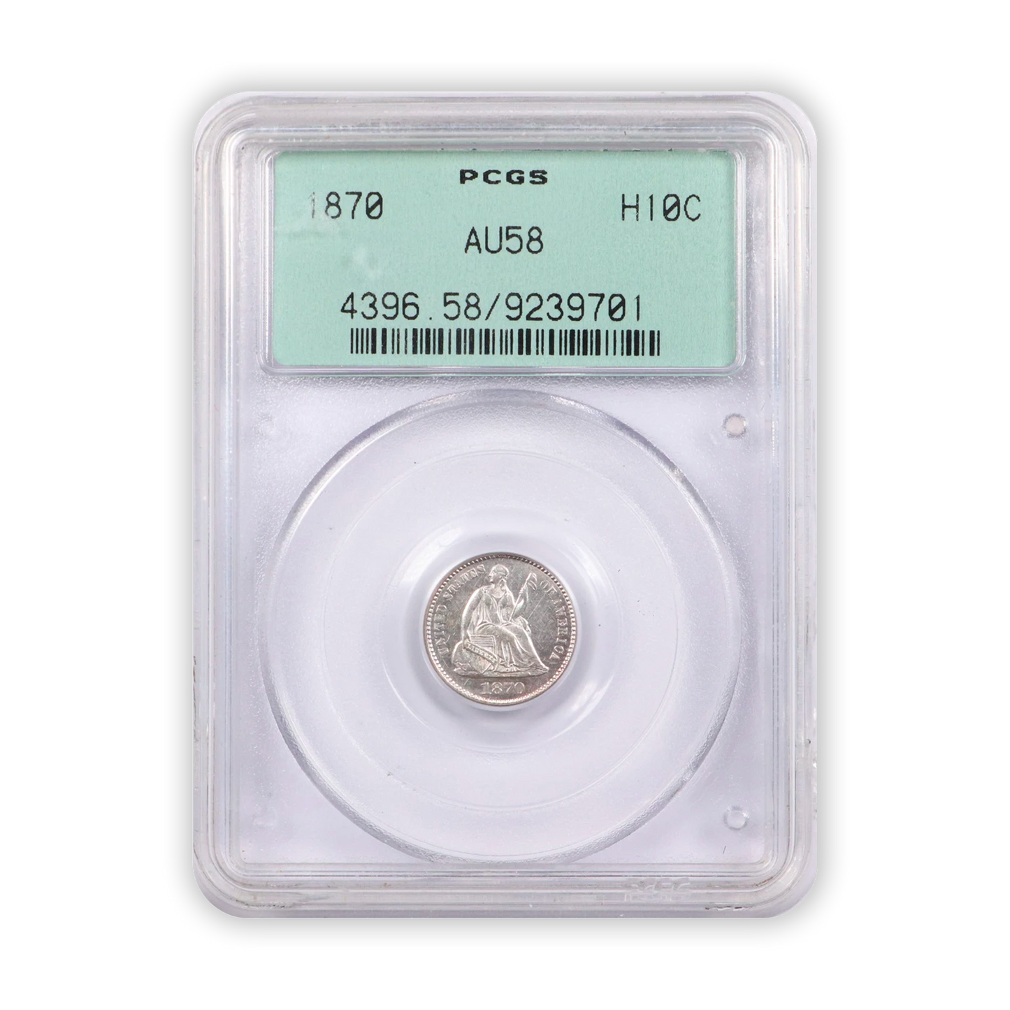 1870 Seated Liberty Half Dime - PCGS AU58 - CoinsTV