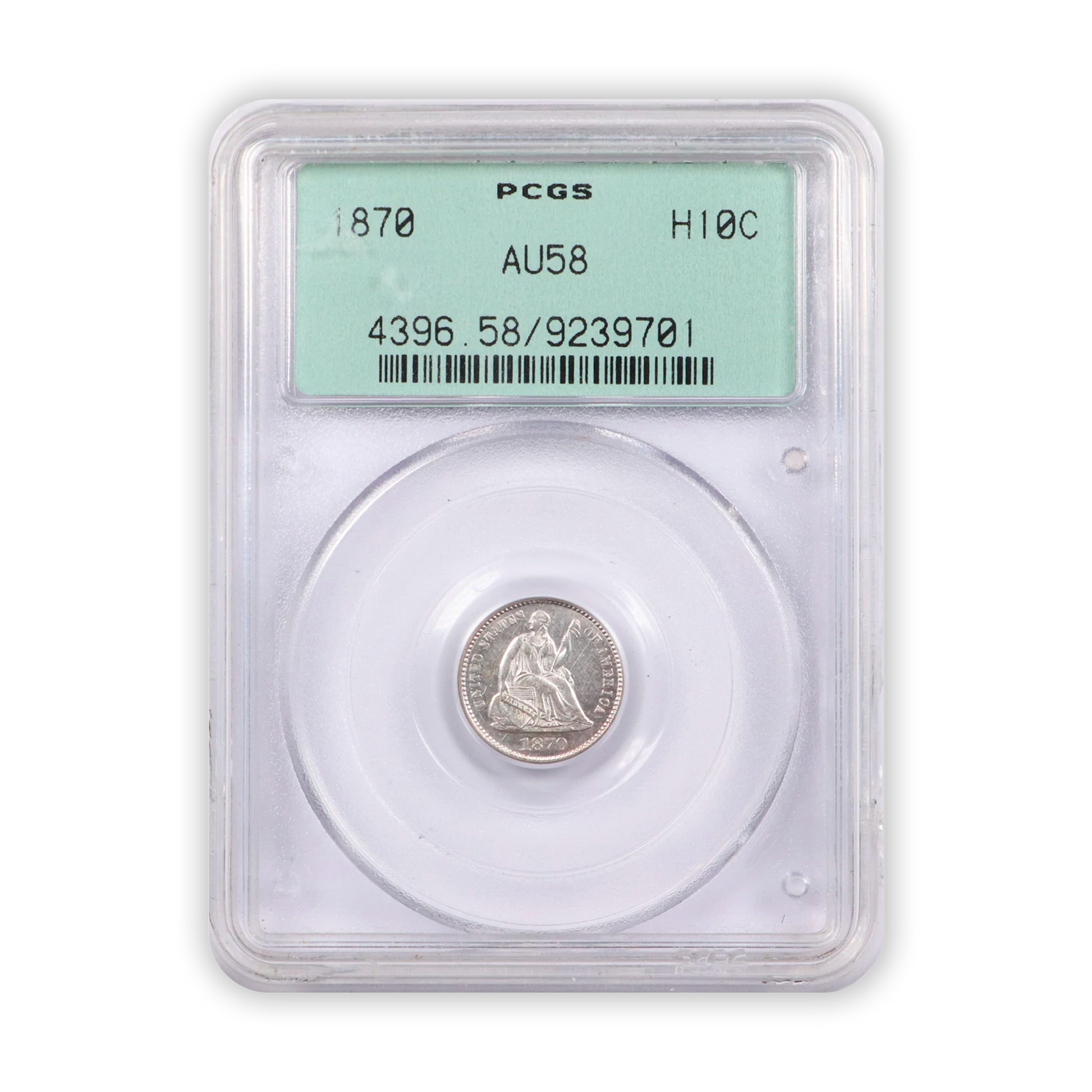 1870 Seated Liberty Half Dime - PCGS AU58 - CoinsTV