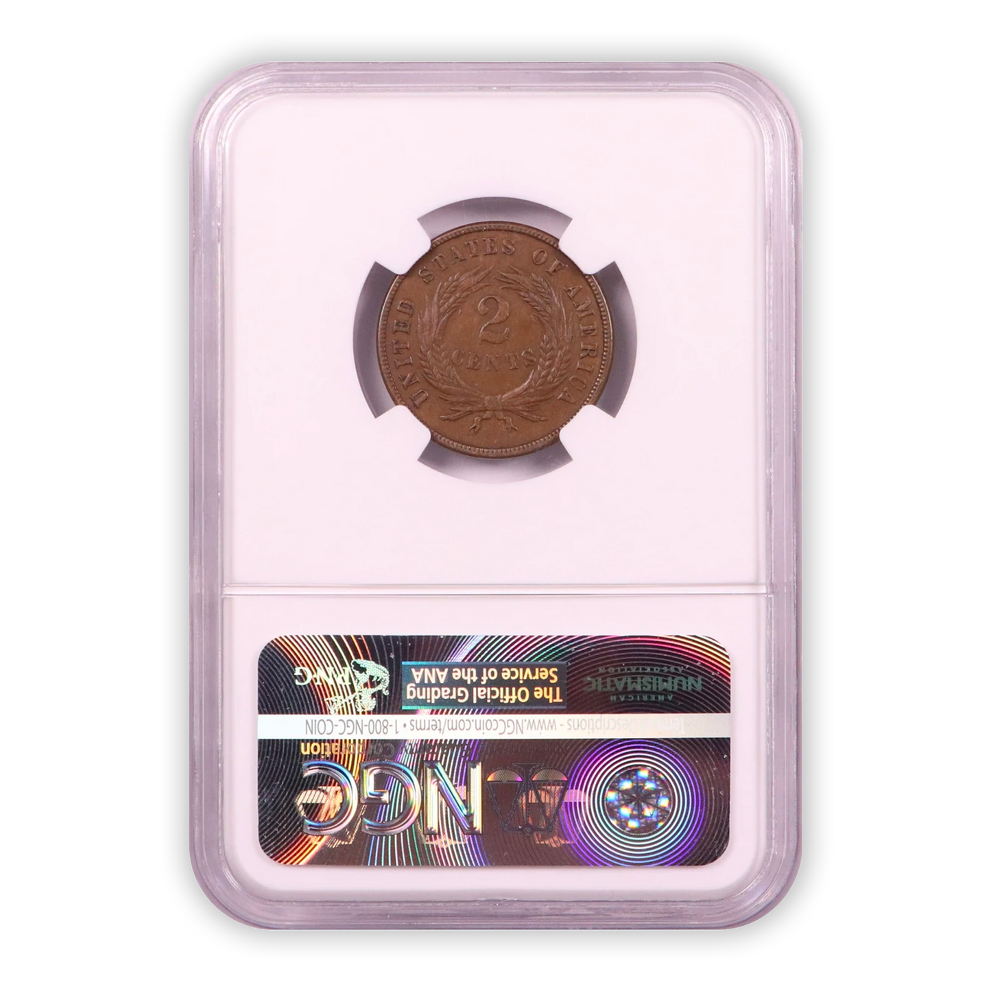 1871 Two Cent Piece Large Motto - NGC AU50 BN - CoinsTV